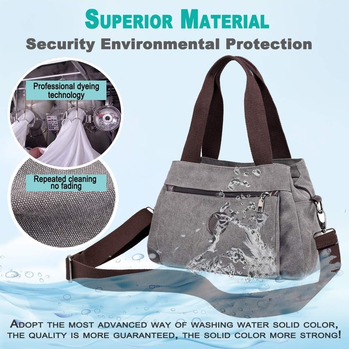 Omlopp Hobo Handbags Canvas Crossbody Bags for Women, Multi Compartment Tote Purse Medium Satchel-Blue - Medium