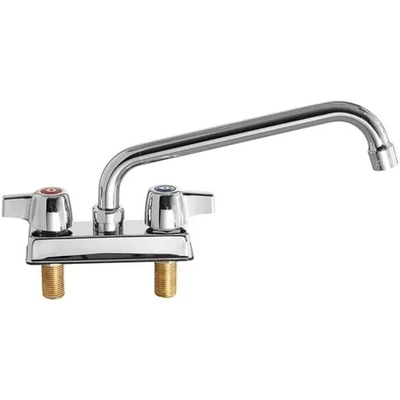 Commercial Kitchen Deck Mount Kitchen Sink Faucet 4" Center with Swivel Spout