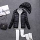 thumbnail image 1 of Chaqueta de plumón ligera con capucha y cremallera desmontable para mujer, abrigo corto ultrafino de otoño e invierno, 1 of 6