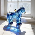 thumbnail image 3 of ZHMRFG 20cm Acrylic Horse Suncatcher Stained Glass Style Multi-Color Light Filtering W/Metal Chain Weather Resistant Decor Party Favors For Window Balcony Fence Indoor Outdoor Horse Lover Gift, 3 of 4