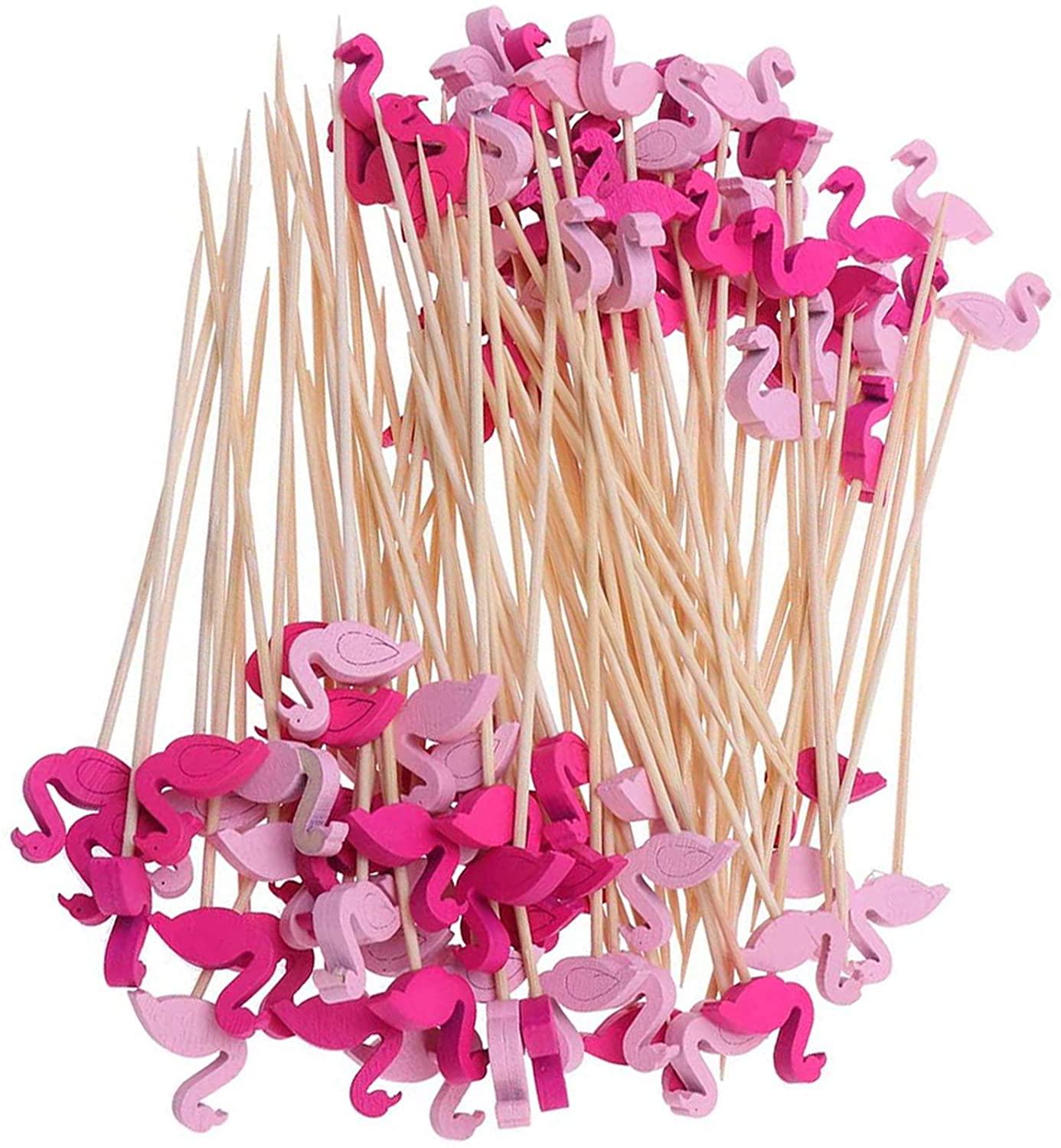 Bamboo Wood Cocktail Stick Cocktail Picks Party Skewers Flamingo Fruit