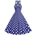 thumbnail image 4 of Jacenvly New Halloween Dress Women's Fashion Court Contrast High Collar Polka Dotted Large Dress Women Party Dresses Blue Xxl, 4 of 6