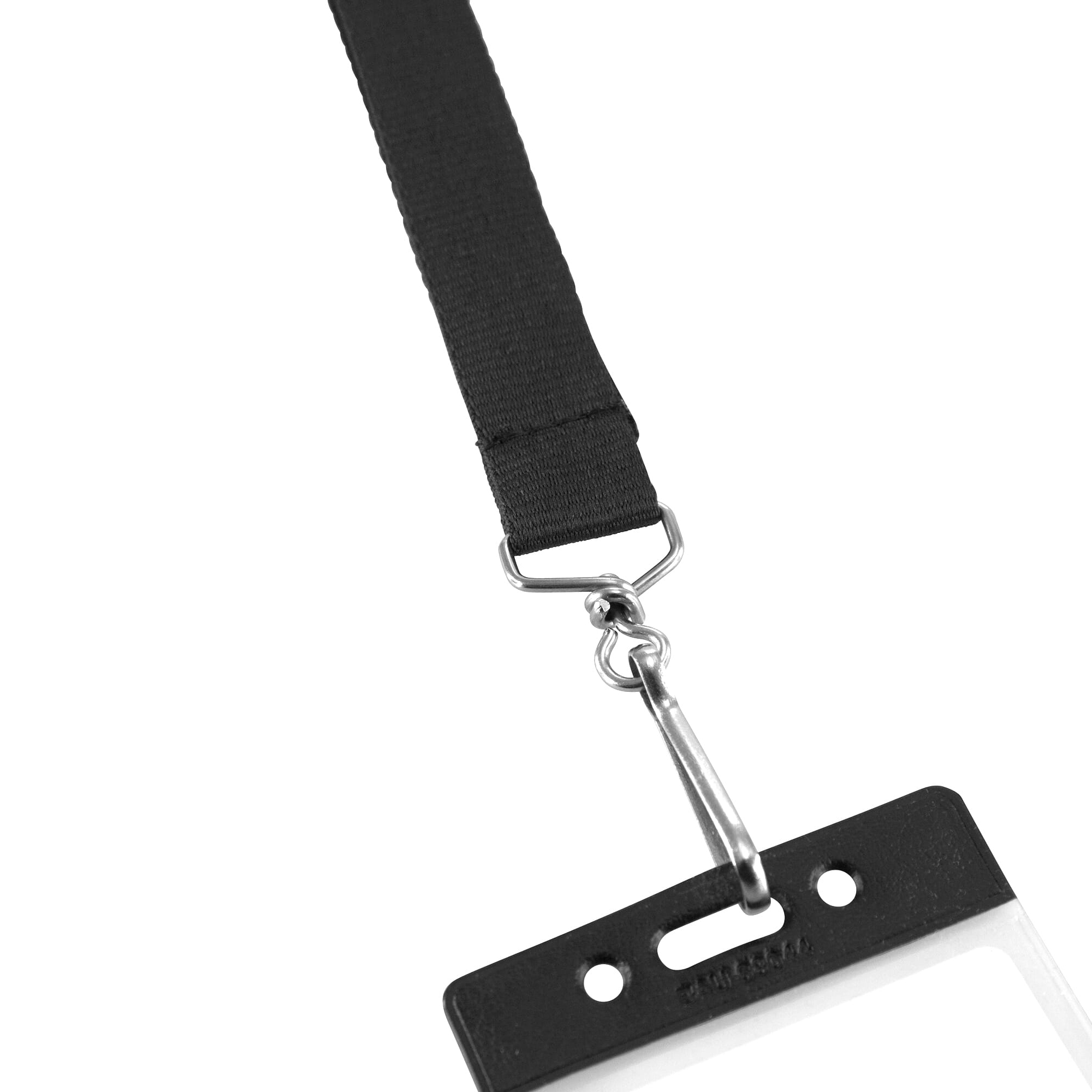 SICURIX Recycled PET Lanyard, Flat Style, J Hook, Black, Pack of 12