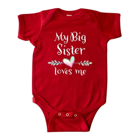 

Inktastic My Big Sister Loves Me- Heart Gift Baby Boy or Baby Girl Bodysuit