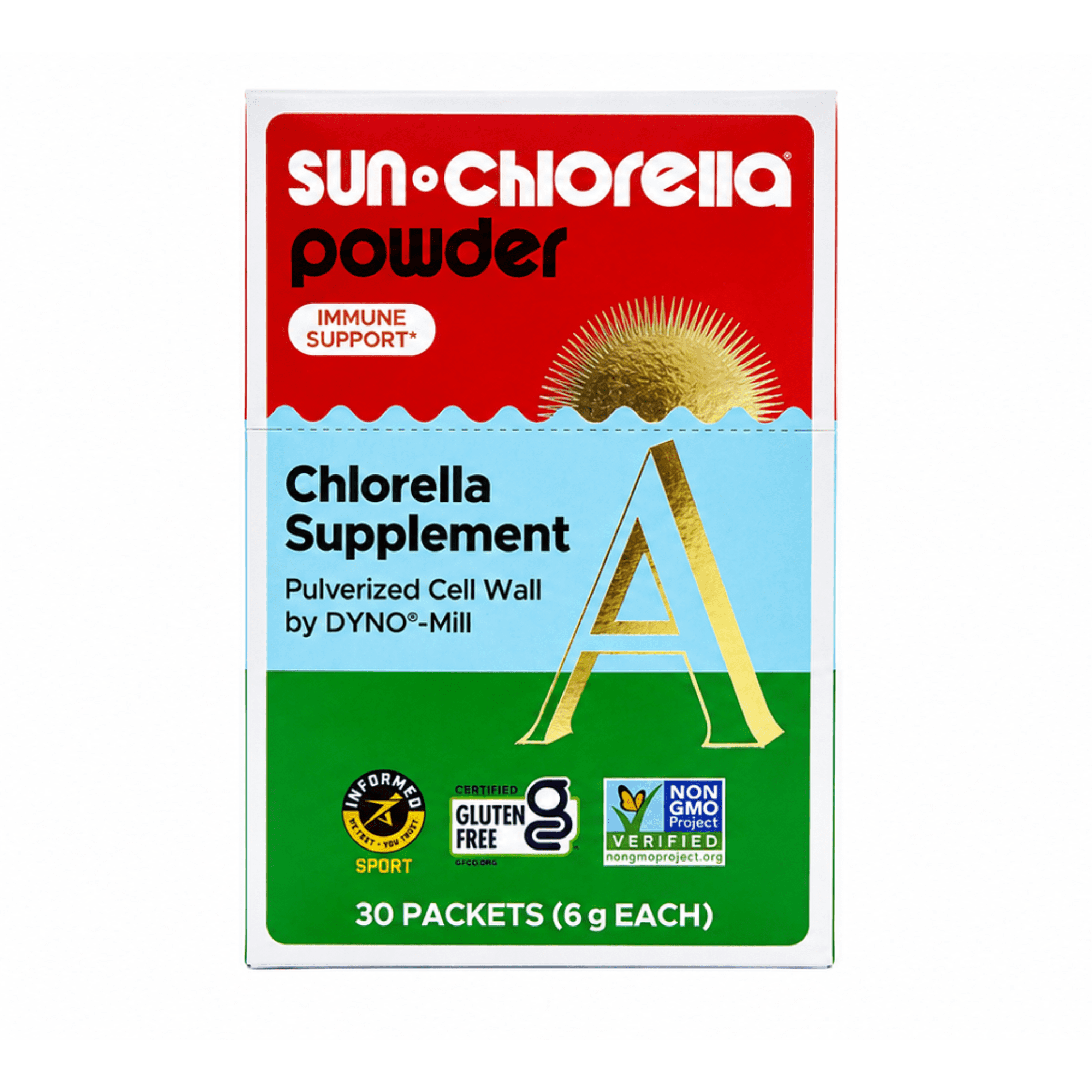 Sun Chlorella Powder Packets Superfood Health Supplement, 30 Ea