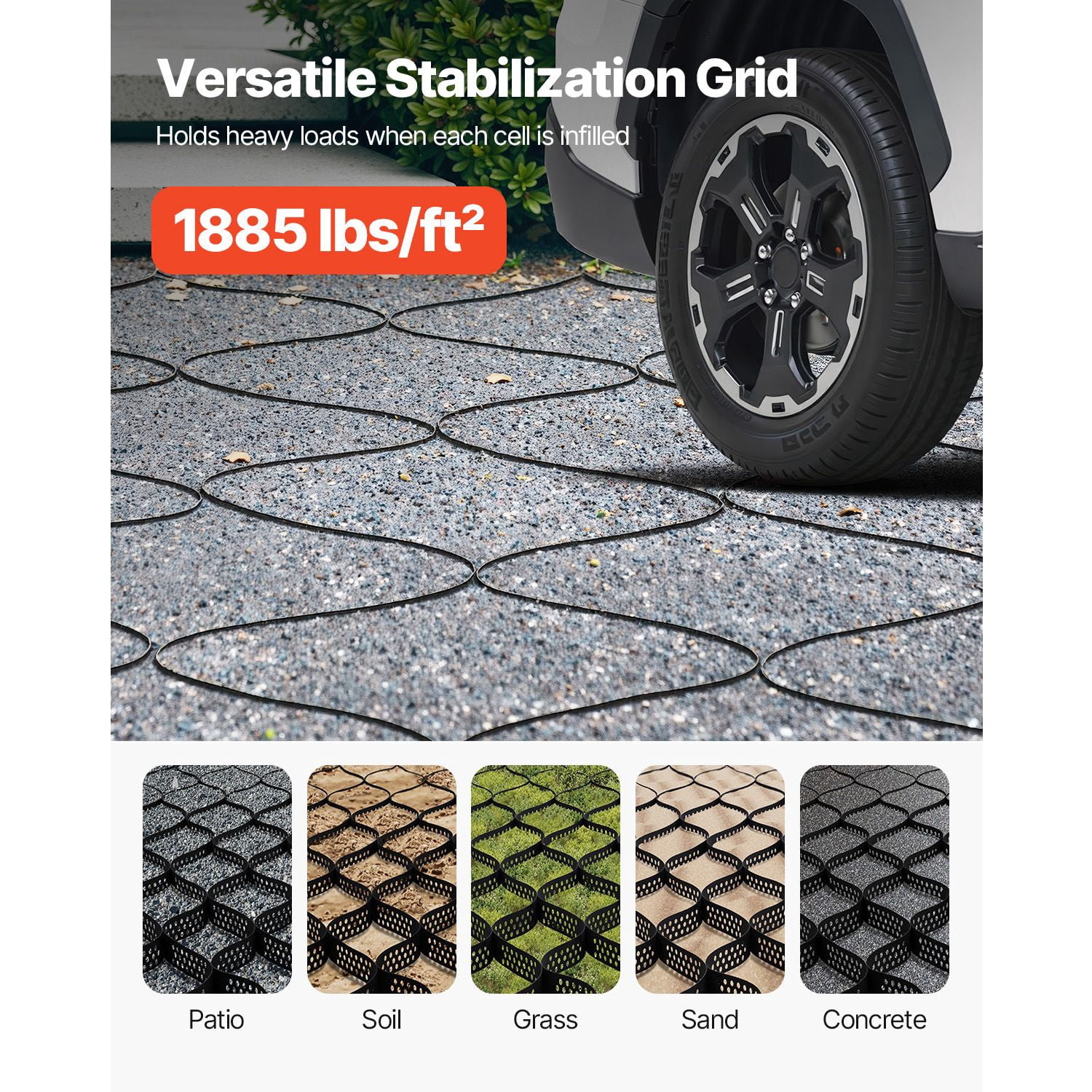 Gravel Grid, 1880 LBS Per Sq ft Grass Ground Retainer, Permeable Geo Grids Driveway Stabilization, for Garden, Patio, Walkway, RV Parking Slopes, 2 Inch Depth, 17.06x8.86FT/5200x2700mm