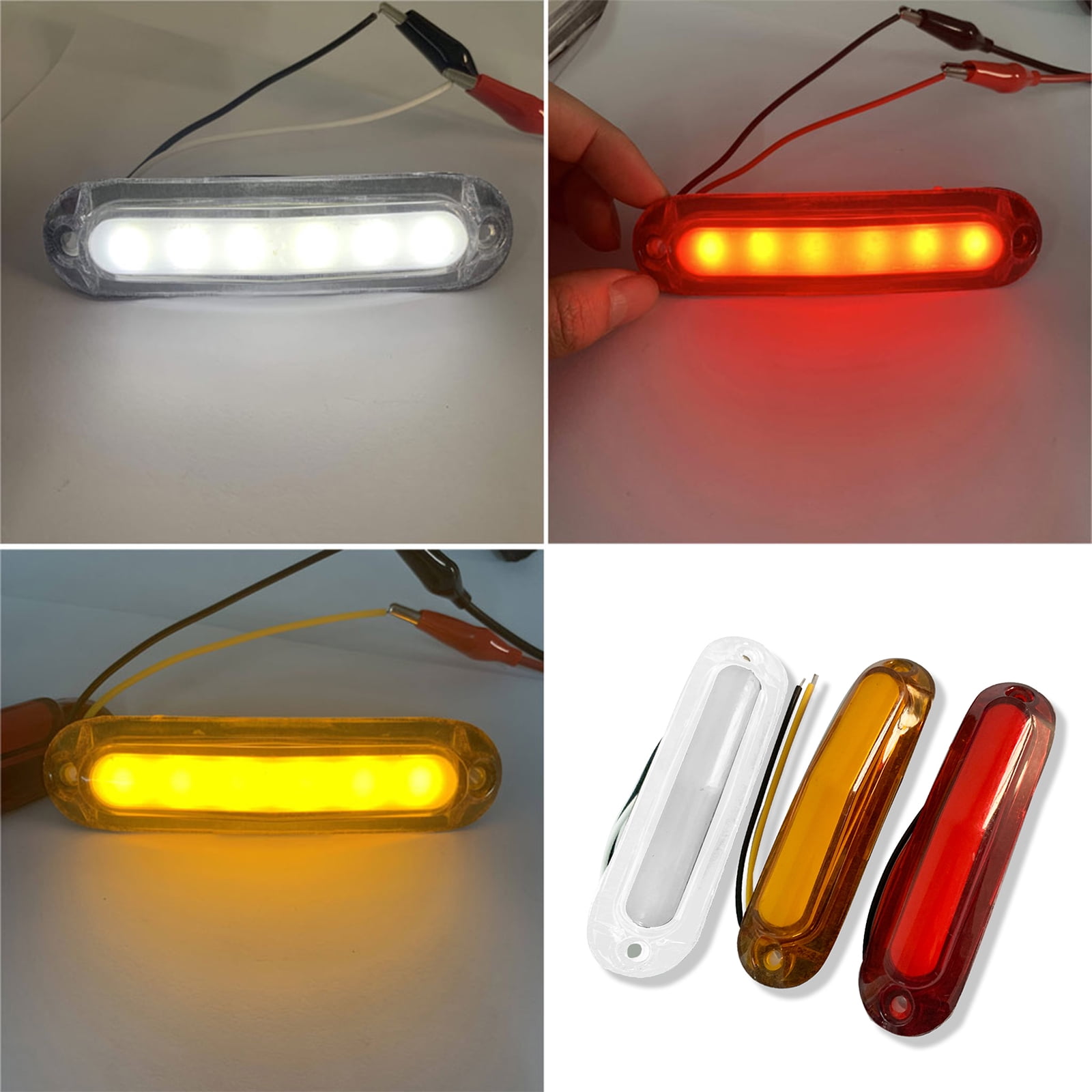 Huhudde 2x 6LED Trailer Truck Tail Light Stop Brake Turn Signal Tail Warning Lamp 12-24V