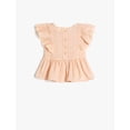 thumbnail image 2 of Blouse Short Sleeve Crew Neck Textured Pleated Guipure Cotton, 2 of 3