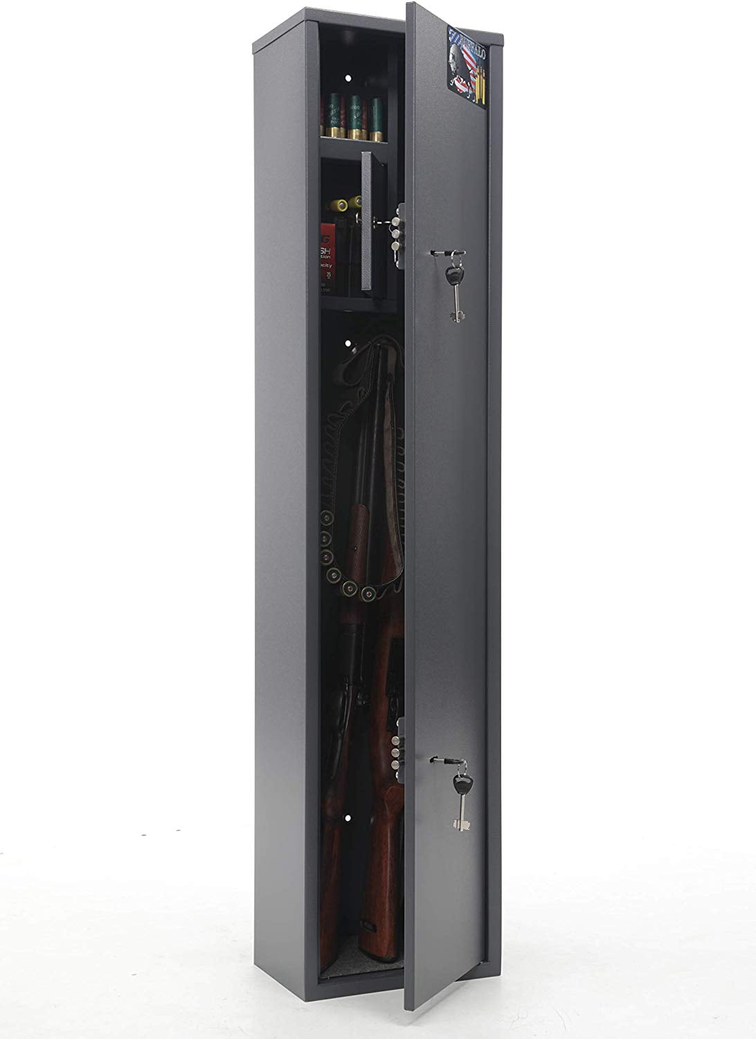 Details about   8-Gun Cabinet Rifle Shotgun Security Locker Storage Lockable Padded Bottom Steel 