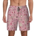 thumbnail image 2 of Picia Cute Love pattern Mens Swim Trunks with Compression Liner Stretch Beach Shorts Quick Dry with Zipper Pockets No-Chafing Board Shorts-Small, 2 of 9