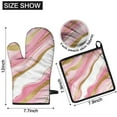 thumbnail image 6 of Pink Gold Marble Pattern Kitchen Oven Mitt and Pot Holder Sets 2 Pcs for Baking, Cooking and Grilling, Heat Resistant Up To 392 °F, 6 of 7