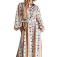 thumbnail image 2 of Women Boho Print Maxi Shirt Dress Long Sleeve Belted Casual Vacation Dress, 2 of 8