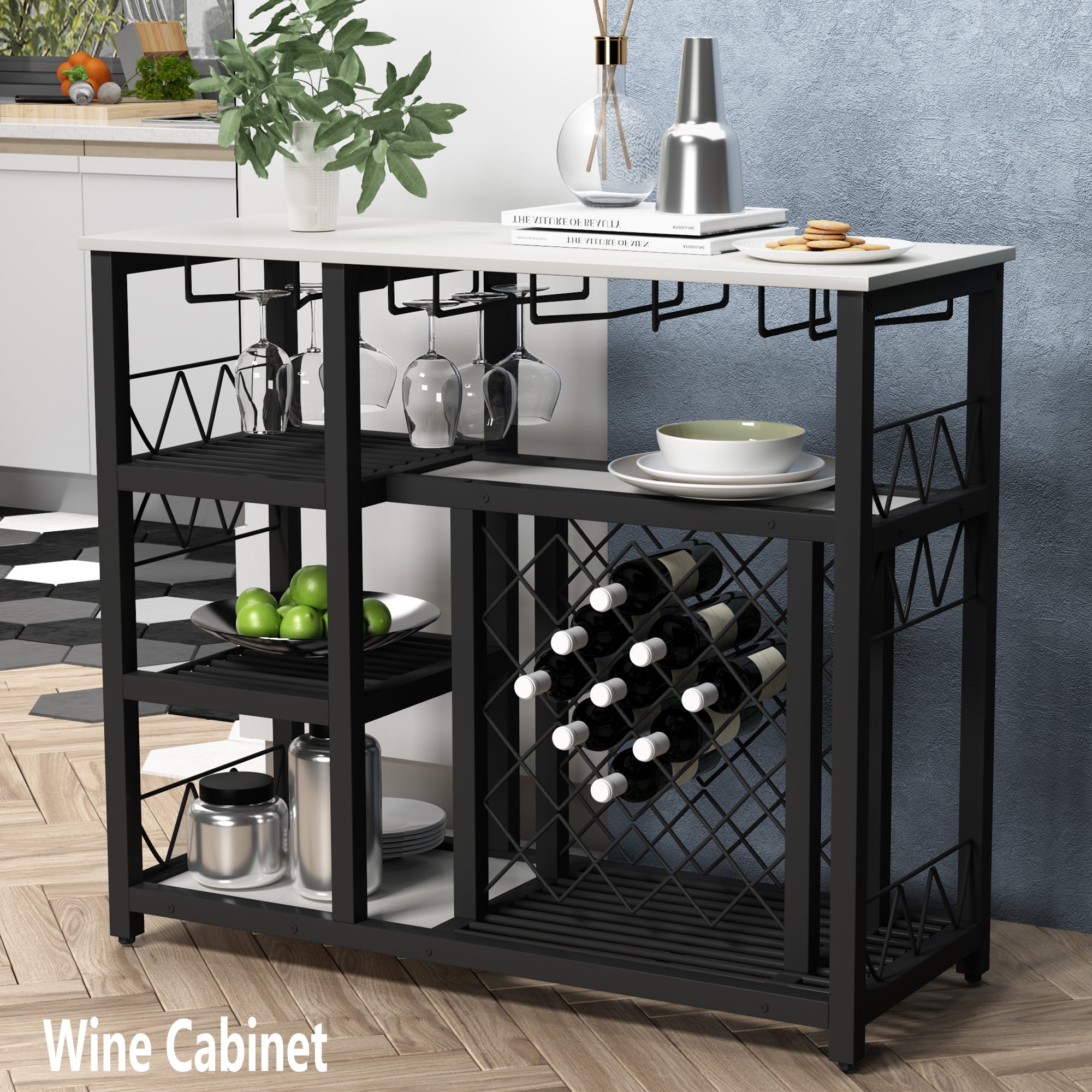 Private Jungle Modern Industrial Home Kitchen Dining Room Metal Wine Rack Table with Glass Holder,Freestanding Wine Bar Cabinet Console Table Buffet Table with 21 Bottles for Small Places,White Private Jungle Modern Industrial Home Kitchen Dining Room Metal Wine Rack Table with Glass Holder,Freestanding Wine Bar Cabinet Console Table Buffet Table with 21 Bottles for Small Places,White
