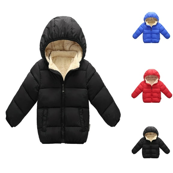 MAIHAN Christmas Winter Hooded Coat Toddler Little Girl Boy Lined Down Jacket for 2-6T Kids(Black,18-24Months)