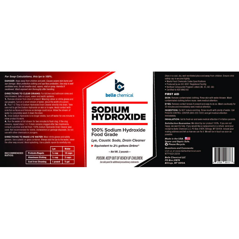 Sodium Hydroxide 100% Pure Caustic Soda, Lye 1LB (Single)
