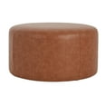 thumbnail image 6 of Christopher Knight Home 30" PU Upholstered Round Ottoman, Wood Frame, Cognac Brown, 6 of 7
