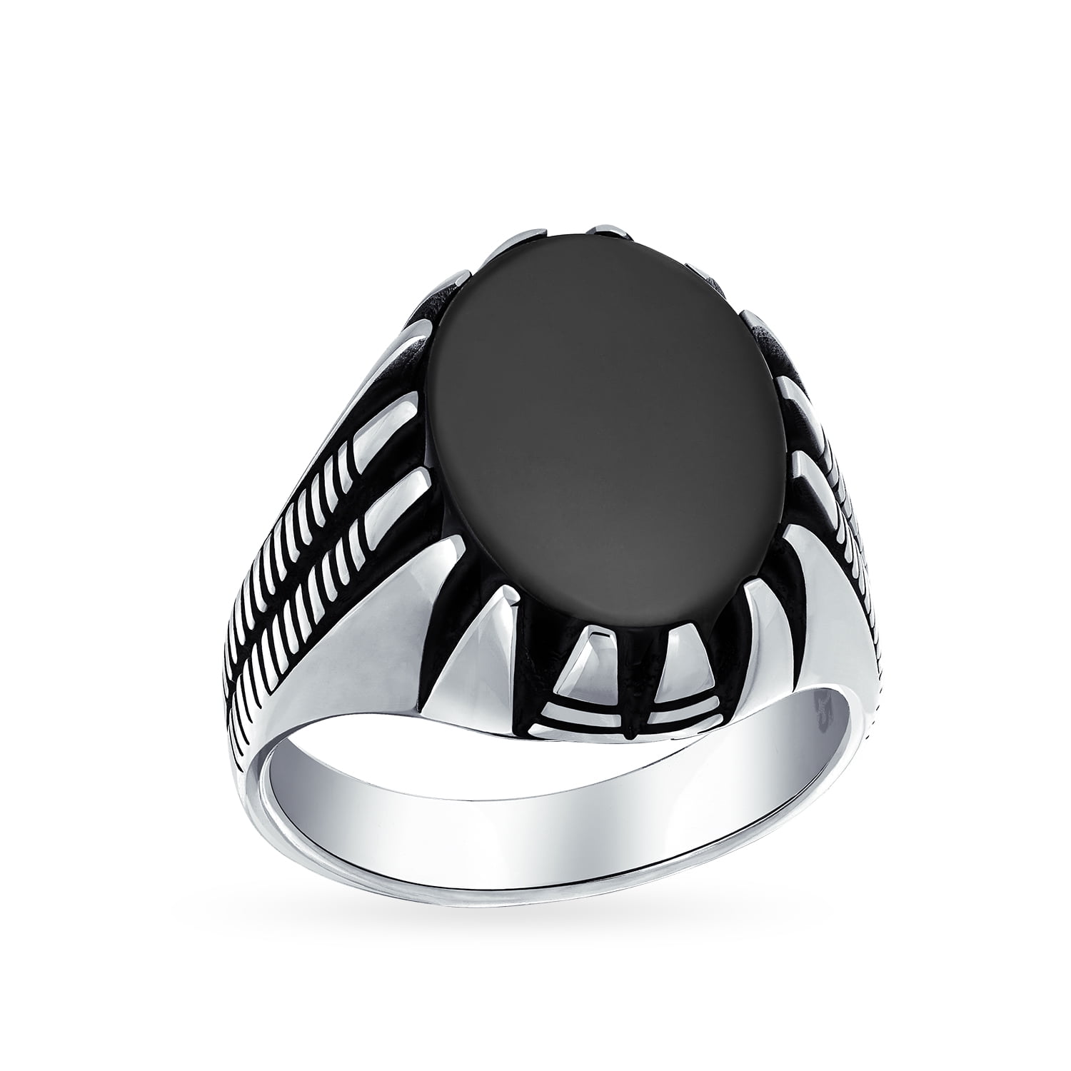 Mens Claw Set Large Oval Cabochon Gemstone Black Onyx Signet Ring For Men Solid Oxidized 925 Silver Handmade In Turkey Walmart Canada