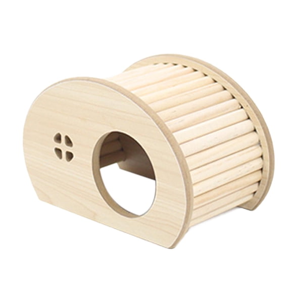 jesticaly Small Pet Castle Home Cage Accessories Rat Pig Chinchilla for hole Guinea Hamster with wood color Half Round