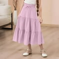 thumbnail image 4 of Twczz Girls Flowly Skirts- Drawstring Casual Elastic Waist Summer Kids Maxi Skirt Pink Size 6-14, 4 of 9