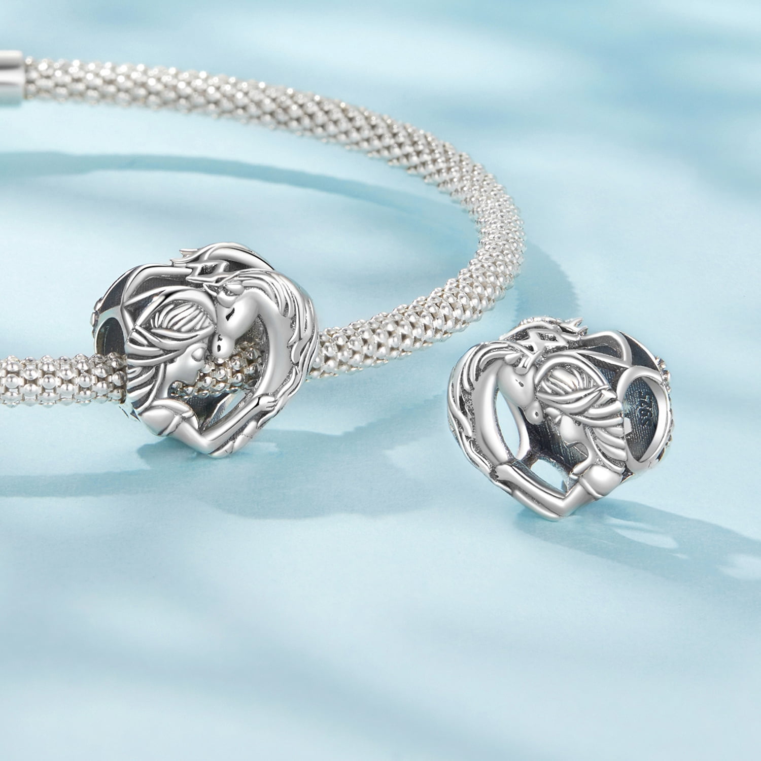 Horse Lover Girl Charm 925 Sterling Silver Charm,Charm for Bracelets , Perfect Gift for Women
