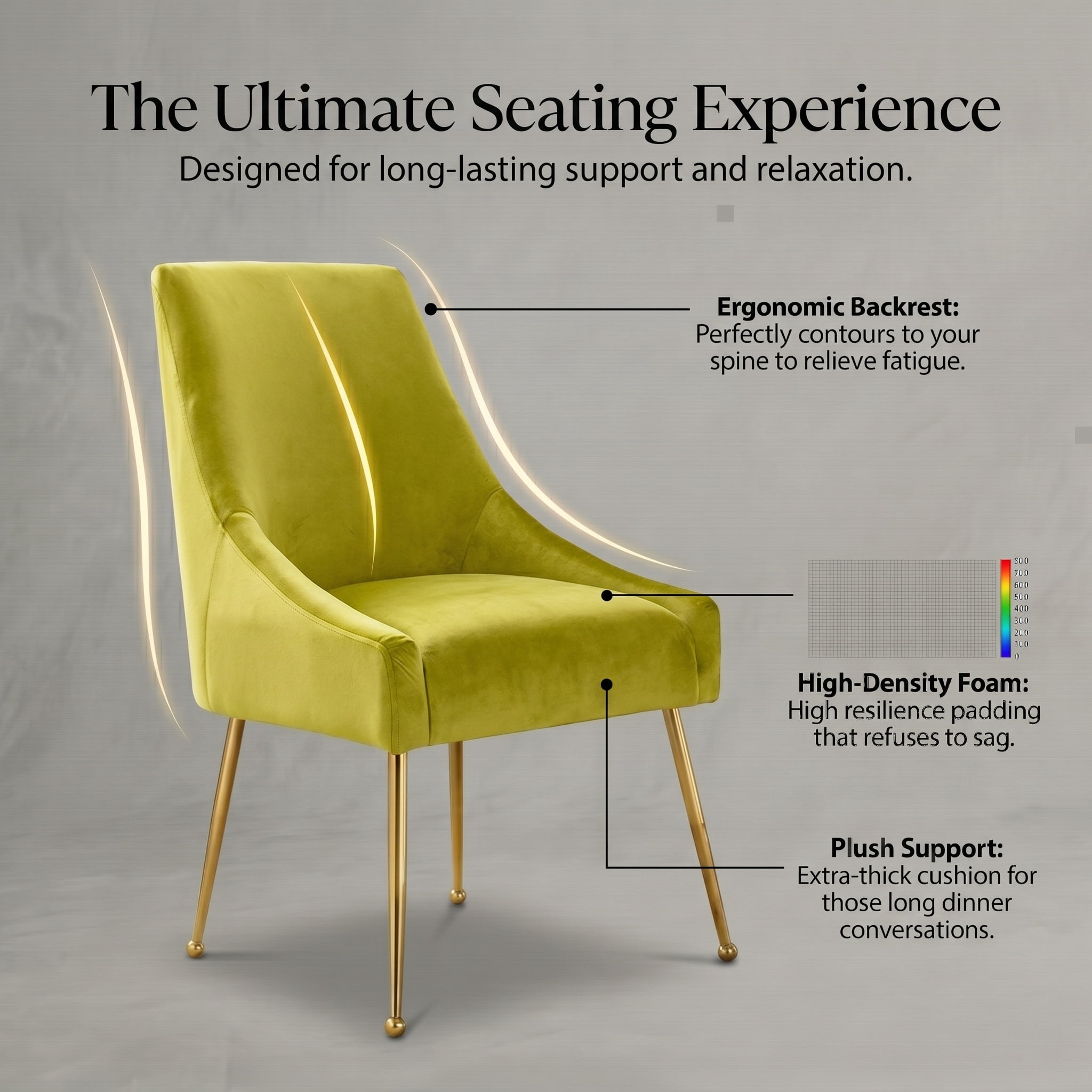 Restworld Velvet Dining Chairs Set of 2, Modern Upholstered Dining Chairs with Gold Metal Legs,Tufted Dining Chairs for Living Room, Bedroom, Kitchen,Yellow green