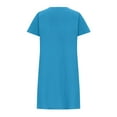thumbnail image 4 of SYMOID Womens Polyester Solid Color Classic Fit Short Sleeve A - Line Knee - Length Casual Dress with Pockets,Sky Blue,Size L, 4 of 5