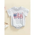thumbnail image 2 of hirigin Independence Day Baby Summer Jumpsuit Star Stripe Letter Print Casual Toddler Boy Girls Short Sleeve Romper, 2 of 9