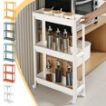 thumbnail image 1 of Carrito de Almacenamiento Delgado de 3 Niveles con Ruedas, Organizador para Espacios Estrechos de Cocina, Baño, Lavandería y Despensa. Azul Marino, Verde Menta, Blanco, Naranja y Amarillo., 1 of 6