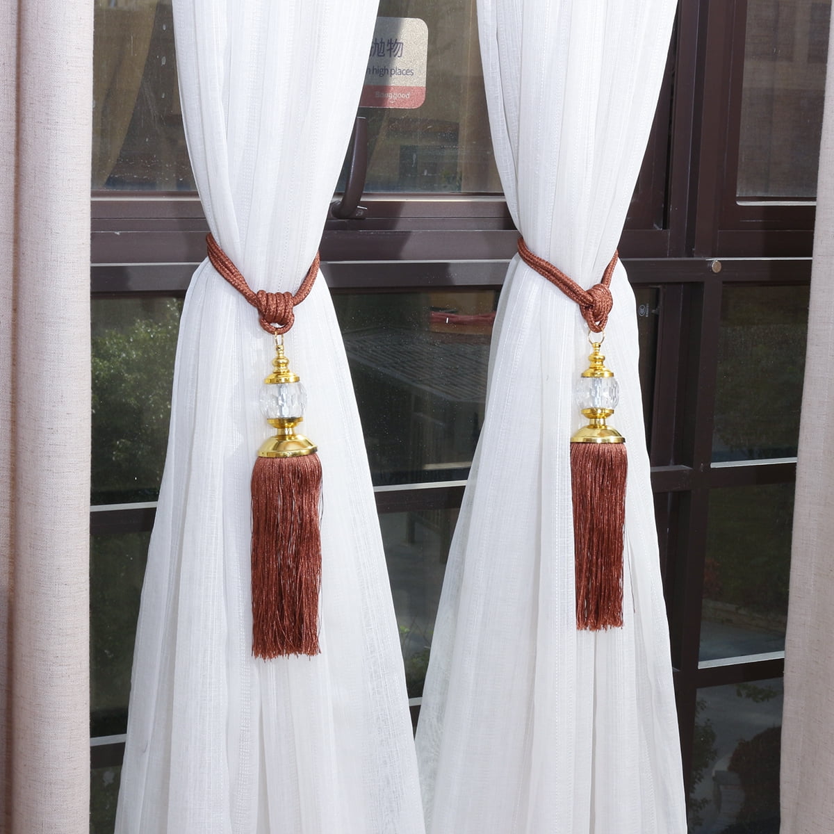 1 Pair Beaded Tassels Tieback Curtain Cord Home Window Treatments Choose color 