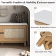 thumbnail image 6 of GZXS Bohemian Entryway Shoe Storage Bench with 2 Rattan Doors & Padded Seat Cushion, 43"W x 15.4"D x 19.9"H, for Entryway, Living Room, Bedroom, Brown, 6 of 10