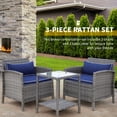 thumbnail image 4 of Outsunny Patio Wicker Coffee Table Set with Cushions 3 Pieces Blue, 4 of 10