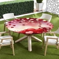 thumbnail image 5 of Valentines Day Round Fitted Tablecloth with Elastic Edge,Water-Resistant Wipeable Pink Red Love Heart Rose Floral Petals Table Cover for 44-48" Stretch Table Cloth for Dinner Indoor Outdoor Party, 5 of 6