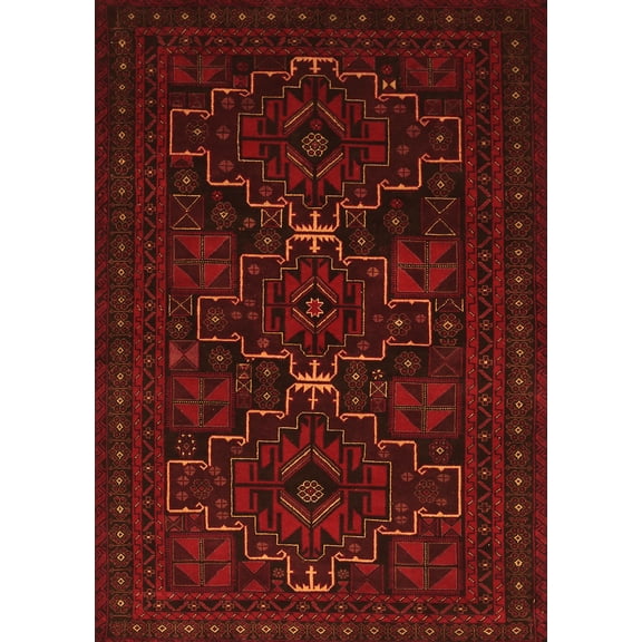 Ahgly Company Indoor Rectangle Persian Orange Traditional Area Rugs, 5' x 7'