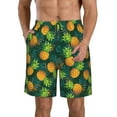 thumbnail image 2 of Uemuo Pineapples with Palm Leaves Pattern Men's Swim Trunks Hawaiian Beach Bathing Suit Swimsuits Beach Quick-Dry Shorts with Pockets-, 2 of 9