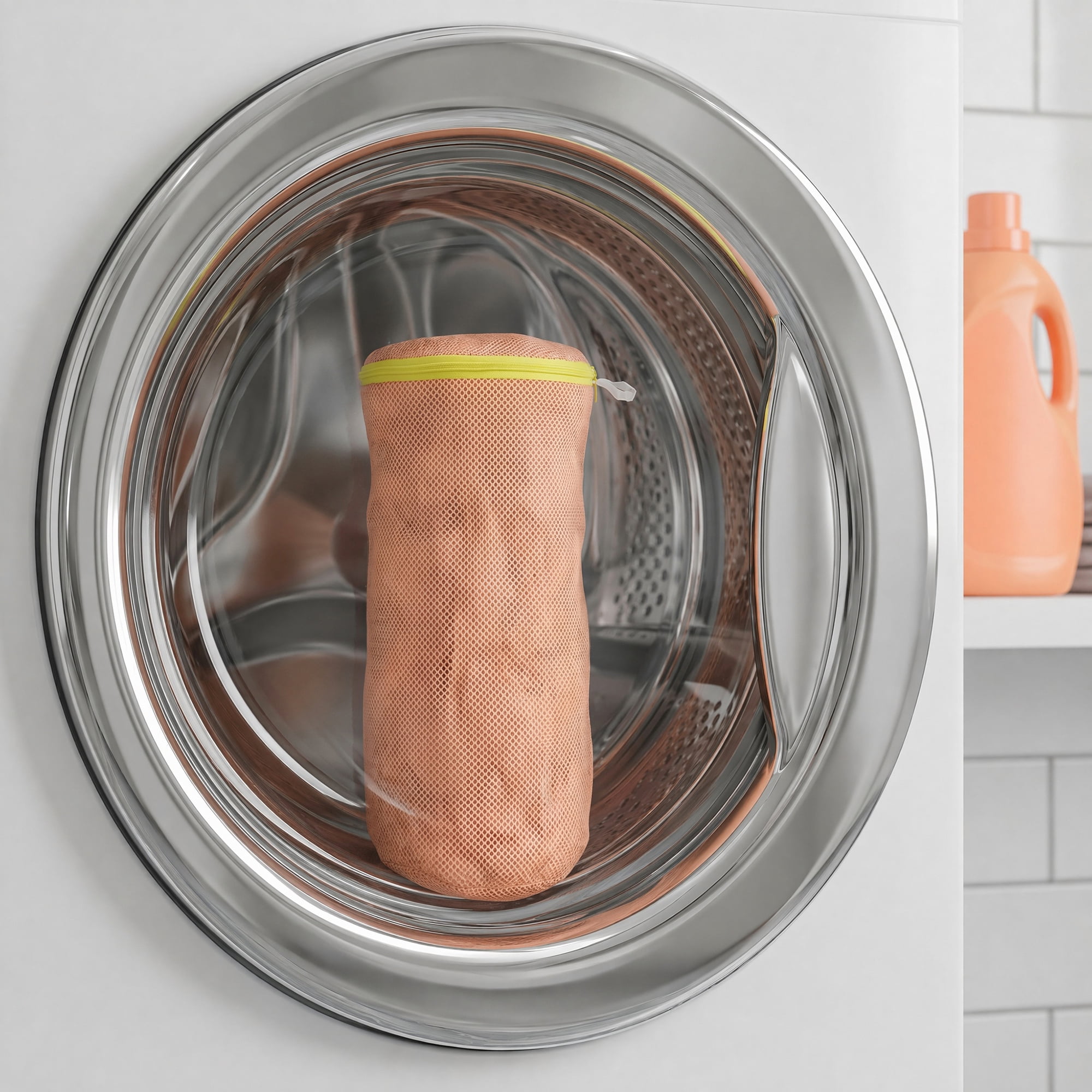 Unique Bargains 2 Pack Polyester  Zippered  Shoe Bag for Washing Machine Orange 6.7"x15"
