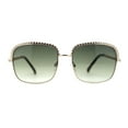 thumbnail image 2 of Understated Rectangle Chain Jewel Brow Trim Fashion Sunglasses Gold Green, 2 of 4