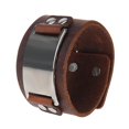 thumbnail image 2 of Brazalete Con Hebilla De Cinturón Ancho Para Hombre Lentejuelas Aleación PU De Cuero Muñeca Brazalete 1 Pieza marrón Zulema Pulsera de hebilla de cinturón, 2 of 5