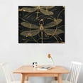 thumbnail image 2 of Orinice Dragonfly Pattern Black Background Gold Swirl Fine Art Aesthetic Poster & Print Wall Painting for Room Decor 16x12in, 2 of 6