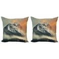 thumbnail image 1 of Ambesonne Nature Throw Pillow Cover 2 Pack, Snowy Peak Mountain, 16", Grey Orange, 1 of 2