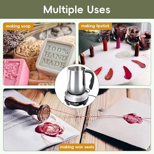 2025 New Candle Making Kit with Hot Plate, Candle Making Supplies with Wax Melting Pot, Stirring Spoon, Anti-Scalding Pad, Candle Wicks, Wooden Wick Holders, Candle Making Pouring Pot