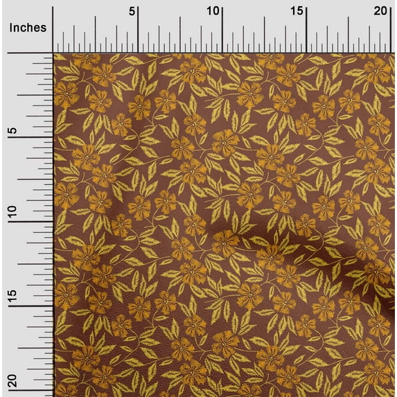 oneOone Polyester Lycra Fabric Leaves & Floral Artistic Print Fabric by Yard 56 Inch Wide