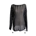 thumbnail image 1 of VISgogo Mujeres Bikini Cubrir Ups Color sólido Recorte de punto Suelto Casual Manga larga Vestido de playa Traje de baño Blusa VISgogo  moda, 1 of 4