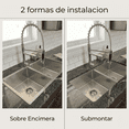 thumbnail image 3 of Tarja Doble Para Cocina 82x47 cm KADINOX PLUS | Submontar o Sobre Encimera | Acero Inoxidable Calibre 18 | Mezcladora 360° Cromada y Kit Completo, 3 of 6