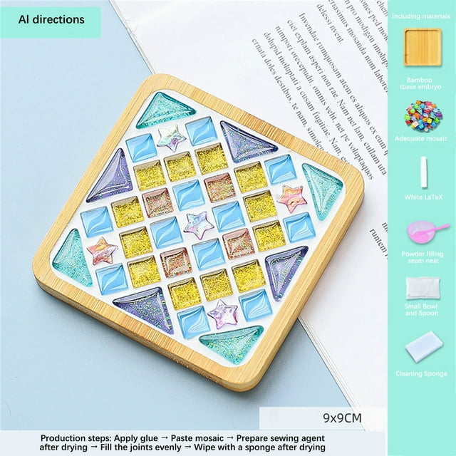 Aparatos de cocina, Accesorios de cocina, Utensilios de cocina, Manualidades con herramientas de cocina, Juego de mosaicos, Posavasos de madera, Juego de mosaicos de colores variados, Paquete de manua
