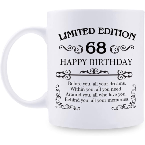 Cadeaux de 68e Anniversaire pour Femmes Hommes - Tasse à Café 11 oz - Idées Cadeaux pour Maman, Papa, Femme, Mari, Fils, Fille, Ami, Collègue, Collègue (Cadeau de 68e Anniversaire)