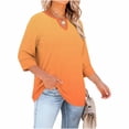 thumbnail image 4 of LEKWK Plus Size 3/4 Sleeve Tops for Women Regular Fit Keyhole Neck 3/4 Sleeve Tops Regular Fit Gradient Ombre Casual Tops Casual Tunic Length office Work Outfits, 4 of 7