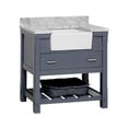 thumbnail image 3 of Charlotte 36" Farmhouse Bathroom Vanity with Marine Gray Cabinet and Carrara Marble Top, 3 of 7