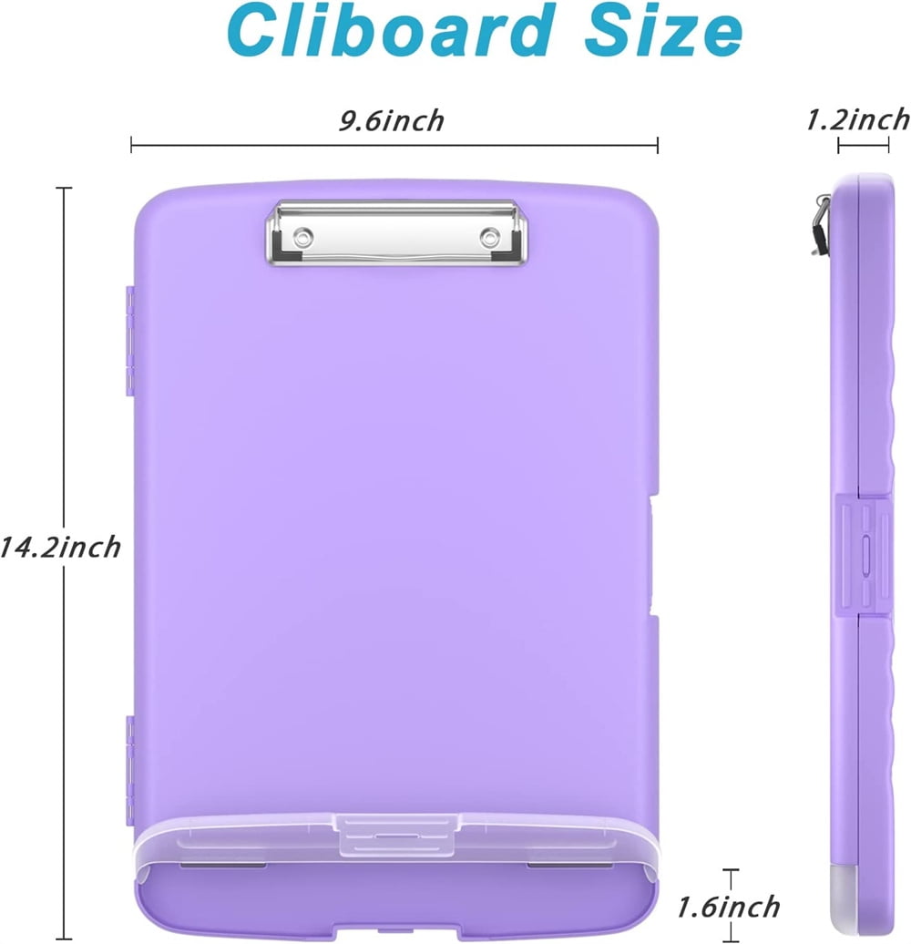 NOGIS Heavy Duty Plastic Clipboard with Storage and Pen Holder, Purple Enclosed Clipboard Box for Nurse, Driver, Contractor, Teacher