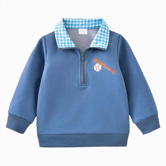 KPOPLK Tee Tops for Boys Toddler Baby Long Sleeve Embroided Polo Shirt Fall Winter Clothes 1T 2T 3T 4T,Size 2-3 Years