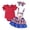 Red, variant on Bovxnpu Girls Boys Outfits Set Kids Short Sleeve Crewneck Romper Print Suspender Skirt 3Pc with Headband Set